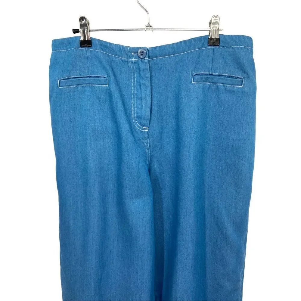 Pendleton Wide Leg Cropped Comfort Pants Blue Size 12 NWT - Picture 3 of 10